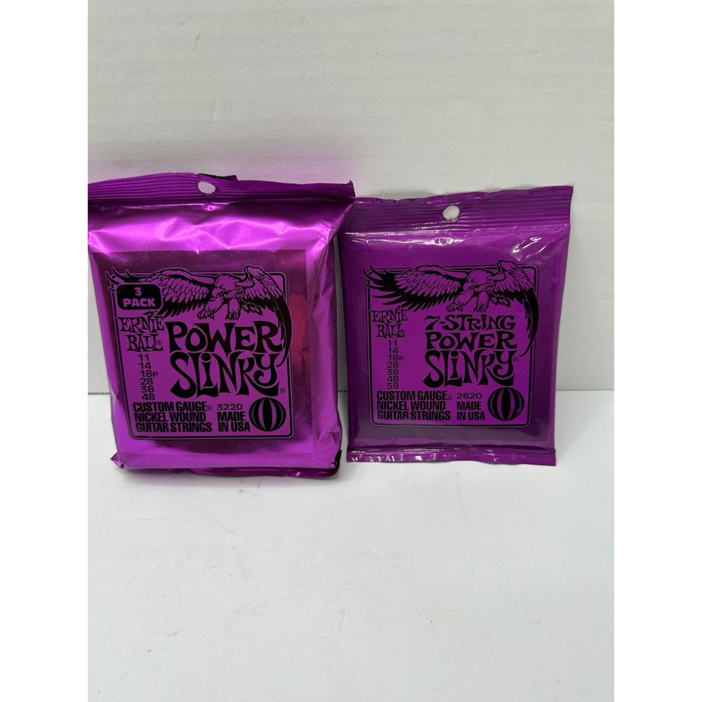 Ernie Ball PACK OF 3 #3220 Power Slinky Nickel Electric Guitar Strings, 011-048